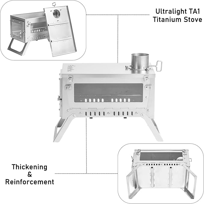 FIREHIKING Ultralight Titanium Stove Thickened TA1 Camping Tent Stove LANK Mini Folding Portable Wood Burning Stove