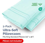 King Standard Pillow Cases Set of 2 - Soft Hotel Quality Pillowcase Covers - Comfy Bedding for Women, Men, Kids and Teens - Machine Washable Pillow Protectors - 2 Piece Set - King Standard Spa Blue