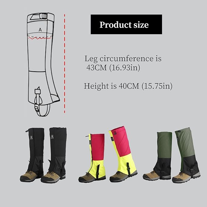 2 Pairs Leg Gaiters Adjustable Shoe Snow Boot Guard Gators for Running Shoe Gaiters, Trail Running Gaiters Sandproof