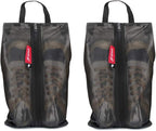 pack all Shoe Bag for Travel, Water-Resistant Shoe Pouch for Gym, Odor-Resistant Soccer Cleats Bag for Sport (Black, 2-Pack)