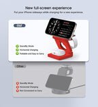 3 in 1 Wireless Charging Station for Apple Multple Devices - Foldable Magnetic Wireless Charger Dock -Travel 18W Charging Pad for iPhone 16 15 14 13 12 Pro/Pro Max/Plus/Watch & Airpods All Series Red