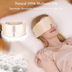 Mulberry Silk Sleep Mask – 100% Silk Sleep Masks for Women, Anti-Wrinkle, Light Blocking Eye Cover, Adjustable for Travel & Beauty (Champange)