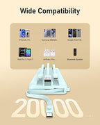 VEEKTOMX Portable Charger Built-in Cables, 20000mAh Power Bank for iPhone, Fast Charge USB C Battery Pack Travel Essentials Powerbank Compatible with iPhone 17/16/15/14, Samsung S25/24, Android, etc