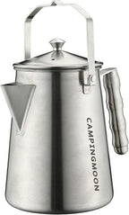CAMPINGMOON 1.5L Campfire Kettle Stainless Steel Camping Coffee Pot Full capacity 1.86L SW-6