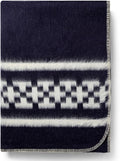 Inca Wall - Thick Alpaca Wool Blanket Heavyweight Camping Outdoors Indoors Soft Peru Queen Size New Ethnic Design (Navy Blue/Ivory, Queen Size)