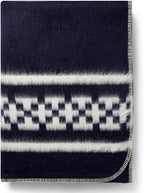 Inca Wall - Thick Alpaca Wool Blanket Heavyweight Camping Outdoors Indoors Soft Peru Queen Size New Ethnic Design (Navy Blue/Ivory, Queen Size)