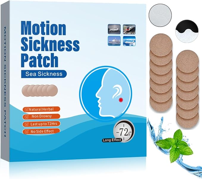 Motion Sickness Patches for Cruise 14PCS - Motion & Sea Sickness Patches Non drowsy Behind Ear for Adults and Kids - for Dizziness NauseaandVertigo.