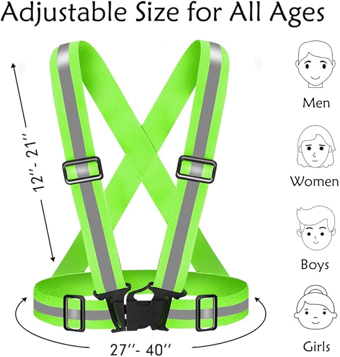 High Visibility Reflective Vest Safety Vest Running Reflective Gear Adjustable Reflective Vest for Walking,Jogging,Hiking,Night Cycling