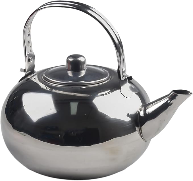 Stainless Steel Tea Kettle, Heat Resistant Handle Stovetop Camping Coffee Pot Water Bottle with Built in Filter for Tea and Beverage Brewing(18cm)