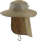 Home Prefer Outdoor UPF50+ Mesh Sun Hat Wide Brim Fishing Hat with Neck Flap Sun Hat for Men Women