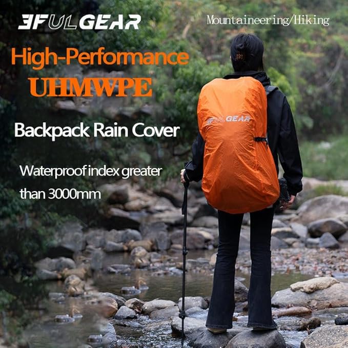 3F 20-85L backpack rain cover, waterproof, dustproof, wear-resistant, tear resistant outdoor hiking backpack cover (blue-XL)