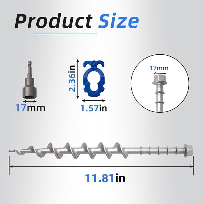Homeon Wheels 12 Pcs Camping Ground Anchors Aluminum Screw Heavy Duty Metal Non-Rust Cast Tent Anchors for Securing Animals, Tent, Canopies, Sheds, Swing Sets, Car Ports, Trampoline