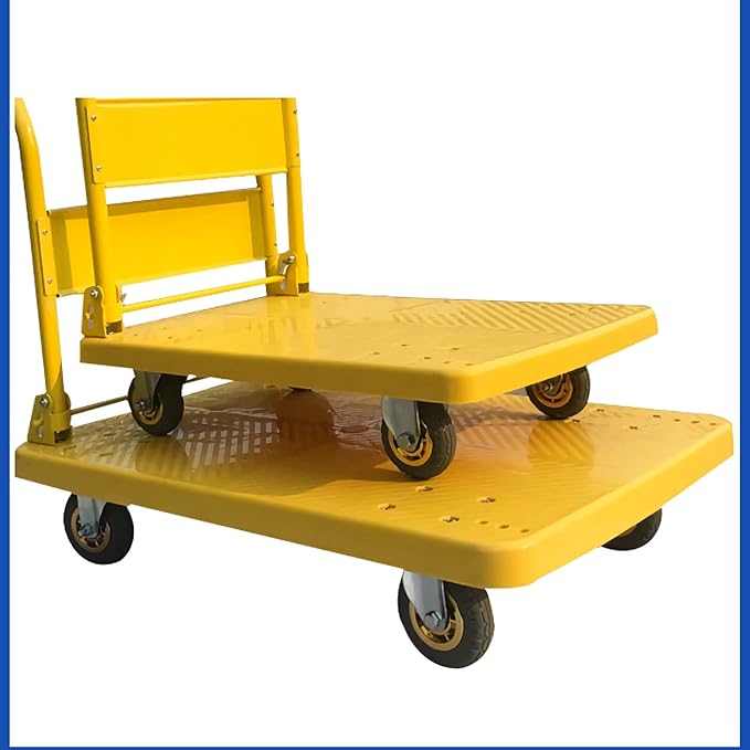 Foldable Chariot with Metal Handle & Swivel Wheels Silent & Sturdy Mobility Cart (12.7cm) Ideal for Easy Transport & Versatile Use