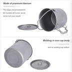 iBasingo 1100ml Titanium Mug Camping Cup Tea Coffee Water Pot with Lid Ultralight Outdoor Travel Tableware with Foldable Handle Picnic Backpacking Trekking Portable Drinkware Survival Gear Ti3041D