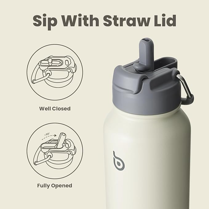 BOTTLE BOTTLE 32oz Insulated Water Bottle Stainless Steel Sport Water Bottle with Straw Dual-use Lid Design for Gym with Pill Box