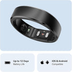 RingConn Gen 2, World’s First Smart Ring with Sleep Apnea Monitoring, No APP Subscription, 12-Day Battery Life, Stress/Heart Rate/Women's Health Tracker, Android & iOS Compatible (Black, Size 8)