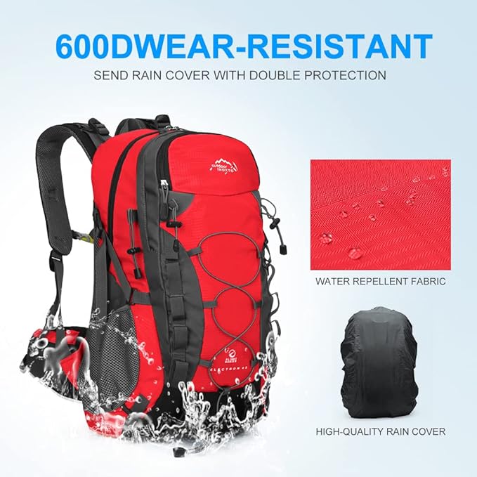 INOXTO lightweight Hiking Backpack 35L/40L Hiking Daypack with Waterproof Rain Cover for Travel Camping Outdoor Men and Women