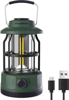 EverBrite LED Camping Lantern, USB C Rechargeable Lantern with Stepless Dimming, Vintage Portable Camping Lights & Lanterns, Lanterns for Power Outages, Hurricane, Emergency, Fishing, Home and More