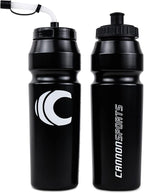 Cannon Sports 1 Liter Sports Water Bottle, BPA-Free, 34 Oz Capacity, Large Mouth, 2 lids (Straw and Squeeze), Great For Helmet Sports Such As Hockey, Lacrosse, Football, Boxing (Black)