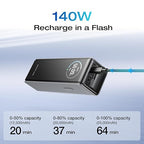 EF ECOFLOW Rapid Power Bank 25,000mAh, 170W Portable Charger with Dual 140W USB-C Ports for Multi-Device Charging, Smart TFT Screen, Compatible with iPhone Series, Samsung, Laptop and More (Silver)
