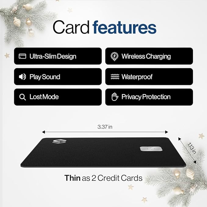 SPOTMINDERS Apple MFi Certified Credit Card Wallet Tracker PRO 4-Pack (iOS Only) Works with Apple Find My Rechargeable Tracking Card for Wallet IP68 0.07in Slim iPhone Item Finder for Luggage or Purse