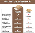 LFH Cotton Rich Shoe Storage Bags with Drawstring, Dustproof Breathable Reusable Organizer, Perfect For Travel, Dorm, Hotel, College, Gym, Easy to Carry, Machine Washable 8"x17" (Pack of 6) - Beige