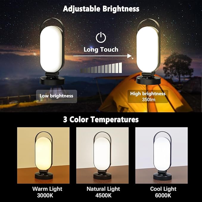 Hapfish Rechargeable Solar Camping Lantern, 5000mAh Battery Powered LED Lights, Dimmable Foldable Waterproof Camping Essentials, Lamp for Power Outages, Camping Gear, Hurricane, Emergency, Indoor