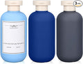 ASEVAT 6.7oz Sealed Plastic Travel Shampoo Bottles, Travel Shampoo and Conditioner Bottles Refillable, Empty Squeeze Bottle, Hand Soap Dispenser for Vacation, Gym, Home(BlueNavyGrey)