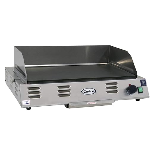Cadco CG-10 24-1/2" Electric Medium-Duty Portable Space Saver Countertop Griddle for Restaurant Hotel Food Truck Concession Kiosk, Non-Stick, 120v