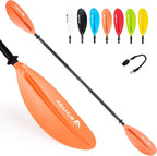Abahub Kayak Paddle, 90.5 Inches Kayaking Oars for Boating, Canoeing with Free Paddle Leash, Aluminum Alloy Shaft Black/Blue/Green/Orange/Yellow Plastic Blades