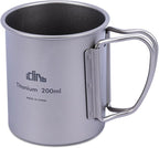 iClimb Titanium Cup Camping Coffee Mug Ultralight Compact with Foldable Handle (200ml)
