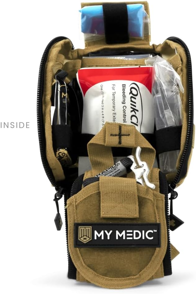 MY MEDIC TFAK Trauma First Aid Kit - Emergency Medical Rescue Gear Bag & Tactical Survival Supplies for Hunting, Hiking, Camping, The Gun Range or Car - Coyote