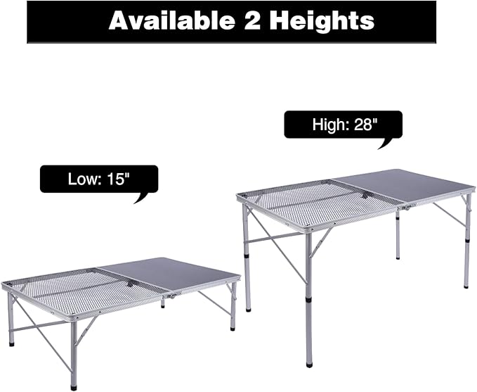 REDCAMP Folding Table Half net Half Table for Outdoor Camping Picnic