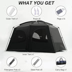 Vidalido Tents，3-4 Person Camping Tent with Extended Vestibule，Weather Resistant Family Tents with Breathable Mesh Windows，Easy Install Waterproof Outdoor Tent for Backpacking and Camping Hiking