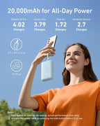 Anker Power Bank, 20,000mAh 30W Max Fast Portable Charger with Built-in USB-C and MFi Certified Lightning Cables, USB-C&A, Battery Pack for iPhone 17/16/15/14 Series, MacBook, Galaxy