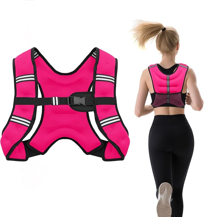 Weighted Vest for Woman Men,6lb/8lb/12lb/16lb/20Lb/25lb Weight Vest with Reflective Stripe Adjustable Buckle Strap Back Pocket Workout Strength Training Walking Jogging Running