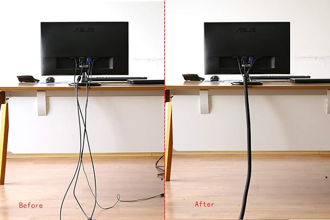 Alex Tech 25ft - 1 inch Cord Protector Wire Loom Tubing Cable Sleeve Split Sleeving For USB Cable Power Cord Audio Video Cable – Protect Cat From Chewing Cords - Black