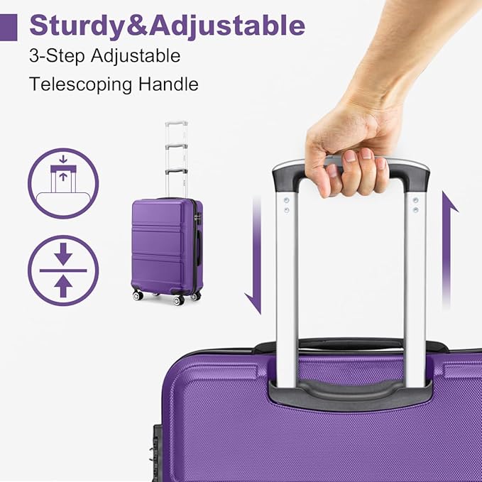 Kono 28 Inch Luggage Expandable Suitcase Lightweight with Spinner Wheels TSA Lock Hardside Large Checked Luggage Durable Rolling Suitcase Purple