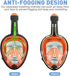 Full Face Snorkel Mask Adults with Dry Top System, Detachable Camera Mount, 180 Panoramic Anti-Fog Anti-Leak Diving Mask for Adult and Kids