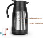 34 Oz Thermal Coffee Carafe, Stainless Steel Insulated Vacuum Coffee Carafes For Keeping Hot, 1 Liter Tea, Water, and Coffee Beverage Dispenser(Black)