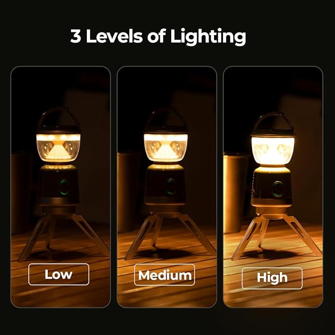 BougeRV AL07 Camping Light, Ambient Light, Rechargeable Camping Lantern, Electric Lamp, IPX5 Waterproof, Portable Light for Camping, Tent, Hiking, Power Outage, Adventure, Emergency Use Outdoor