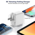 2Pack iPad Charger, 10FT Fast Charger iPad Cord with 12W USB Wall Charger Block Foldable Portable Apple Adapter Plug Lightning Cable Compatible with iPad4/5/6/7/8/9,iPadMini 1/2/3/4/5,iPadAir 1/2/3