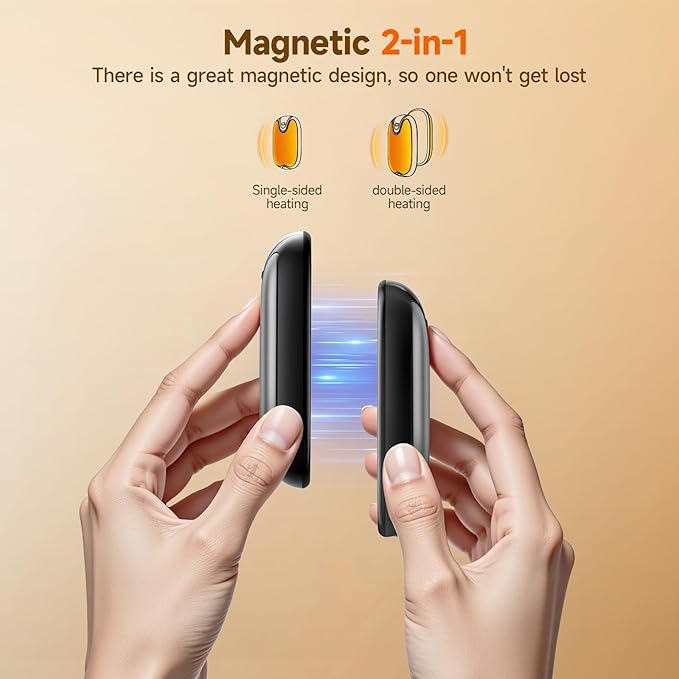 4 Pack Hand Warmers Rechargeable, 3 s Fast Heating USB 2 in 1 Pocket Hand Warmer, 3-Settings Outdoor/Indoor/Camping/Warm Gifts for Women MenKids （Write Black）