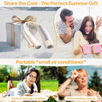 Hands-Free Portable Neck Fans - 6000mAh High Capacity Battery, USB Dual Port Fast Charging, Ultra-Quiet 6 Speeds Cooling Air, 360° Airflow for Outdoor, Indoor, Office, Travel - Beige