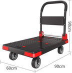 Flatbed cart Folding Multi-Purpose Flatbed Trolley with 5-inch Silent Wheels Foldable Transport(Yellow)