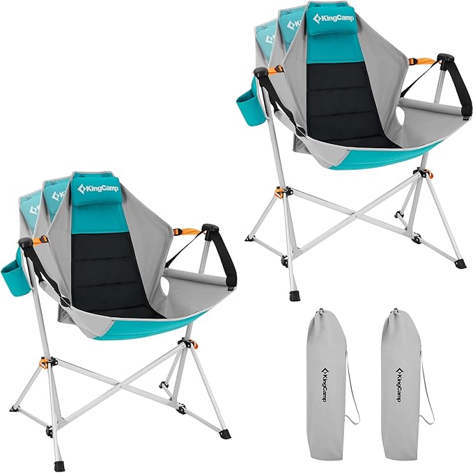 KingCamp Hammock Camping Chair, Swinging Portable Folding Camp Chairs for Adults Max 440lbs Heavy Duty Foldable Oversized Rocker with Aluminum Alloy Frame Cup Holder for Outdoor Beach Patio Sport