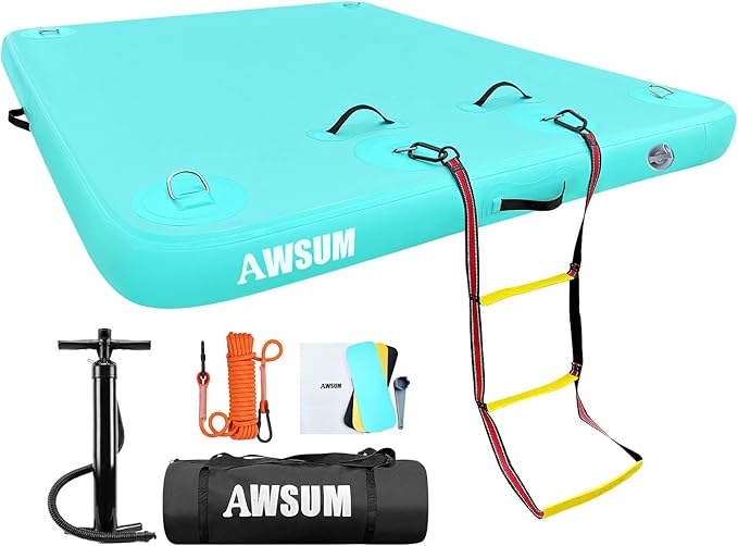 AWSUM Inflatable Floating Dock Air Dock Platform Floating Island Raft with None-Slip Surface for Pool Beach Ocean