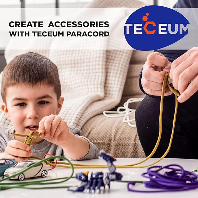 TECEUM 5/32" Paracord Rope 1000 – 1000ft / 200ft / 100ft / 50ft – Tactical Parachute Cord 4mm – 45+ Colors – Nylon String for Survival & Camping Gear – Stripe Cord for Survival – Utility Rope