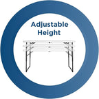 COSCO 4 ft. Centerfold Blow Mold Utility Table, Adjustable Height, White