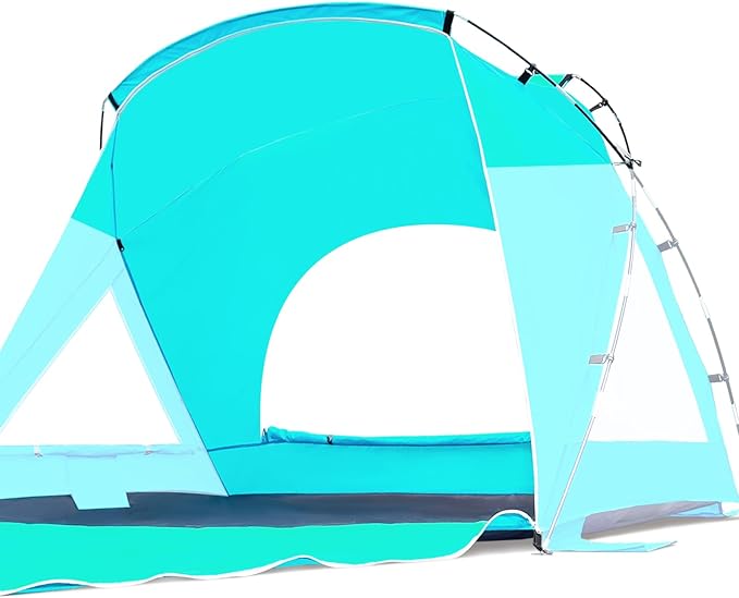 Beach Tent, Portable Sun Shelter for 2/3/4/6-8 Person with UPF 50+ UV Protection, Easy Setup Waterproof Beach Shade Canopy Cabana for Family Outdoor and Picnics, Fishing with Carrying Bag